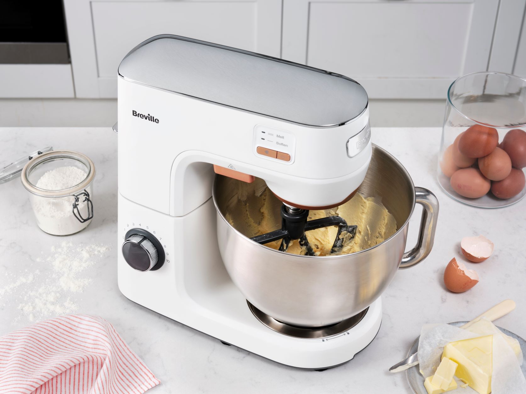 The Breville Stand Mixer with HeatSoft® Technology, there’s no wait to